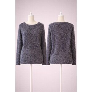 City‎ Chic Womens Shaggy Eyelash Knit Sweater Charcoal Grey Long Sleeve Size 12